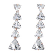 ( white)earrings occidental style exaggerating temperament multilayer triangle glass diamond earring woman super claw c