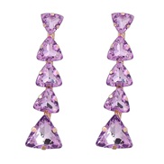 (purple)earrings occidental style exaggerating temperament multilayer triangle glass diamond earring woman super claw c
