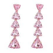 ( Pink)earrings occidental style exaggerating temperament multilayer triangle glass diamond earring woman super claw ch
