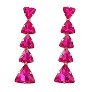 ( rose Red)earrings occidental style exaggerating temperament multilayer triangle glass diamond earring woman super cla