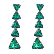 (green )earrings occidental style exaggerating temperament multilayer triangle glass diamond earring woman super claw c