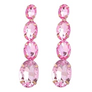 ( Pink)earrings occidental style exaggerating temperament multilayer Round glass diamond earring woman super claw chain