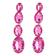 ( rose Red)earrings occidental style exaggerating temperament multilayer Round glass diamond earring woman super claw c