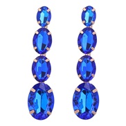 ( Dark blue)earrings occidental style exaggerating temperament multilayer Round glass diamond earring woman super claw 