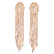 ( Gold)fashion retro leaf Alloy long style tassel earrings woman occidental style temperament Earringrarrings