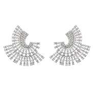 ( Silver)earrings super colorful diamond Alloy diamond multilayer sun flower geometry earrings woman occidental style e