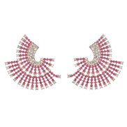 ( Pink)earrings super colorful diamond Alloy diamond multilayer sun flower geometry earrings woman occidental style exa
