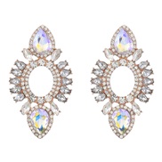 ( white)earings fashion colorful diamondins Alloy diamond geometry earrings woman occidental style fully-jewelled ear s