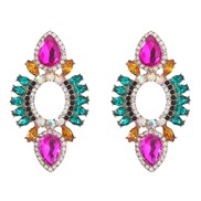 ( Color)earings fashion colorful diamondins Alloy diamond geometry earrings woman occidental style fully-jewelled ear s