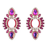 ( rose Red)earings fashion colorful diamondins Alloy diamond geometry earrings woman occidental style fully-jewelled ea
