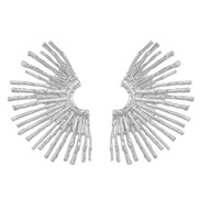 ( Silver)occidental style fashion exaggerating Alloy half sun flower earrings woman trend retro Metal