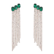( green)earrings super claw chain occidental style exaggerating multilayer square glass diamond diamond long style tass