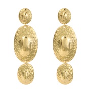 ( Gold) retro Metal pattern earrings long style Round splice wind geometry earring