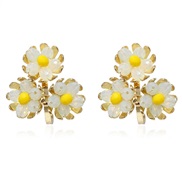 ( yellow)occidental style fresh crystal beads flowers ear stud  sweet temperament high brief Earring F