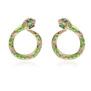 ( green)Korean style fashion gilded earrings  brief geometry snake earrings F