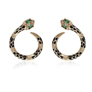 ( black)Korean style fashion gilded earrings  brief geometry snake earrings F