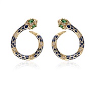 ( sapphire blue )Korean style fashion gilded earrings  brief geometry snake earrings F
