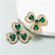 ( green)occidental styleins earrings exaggerating love shape Earring woman high embed glass diamond ear stud temperament