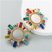 ( Color)occidental style  Alloy embed Rhinestone Earring hollow exaggerating earrings woman samll creative earring high