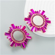 ( rose Red)occidental style  Alloy embed Rhinestone Earring hollow exaggerating earrings woman samll creative earring h