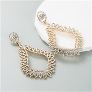(gold )occidental style Alloy embed colorful diamond exaggerating long style Rhinestone hollow earrings all-Purpose tem