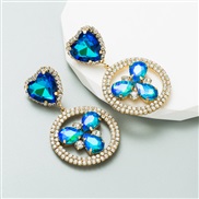 ( blue)occidental styleins wind exaggerating heart-shaped embed glass diamond earrings woman fully-jewelled fashion hig