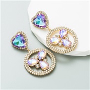 (purple)occidental styleins wind exaggerating heart-shaped embed glass diamond earrings woman fully-jewelled fashion hi
