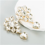 ( white)ins creative long style heart-shaped earrings woman Alloy embed colorful diamond geometry high earrings