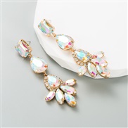 (AB color)occidental style ins wind Alloy embed color Rhinestone personality long style earring earrings