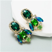 ( green)occidental styleins wind Alloy earrings woman embed glass diamond exaggerating Rhinestone high Earring temperam