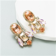 ( Pink)occidental styleins wind Alloy earrings woman embed glass diamond exaggerating Rhinestone high Earring temperamen