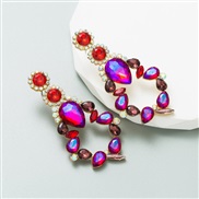 (purple)occidental styleins wind glass diamond earrings woman Alloy fully-jewelled ear stud high Earring temperament