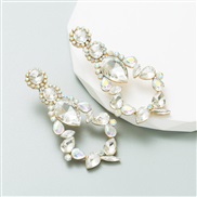 ( white)occidental styleins wind glass diamond earrings woman Alloy fully-jewelled ear stud high Earring temperament