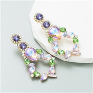 ( Pink)occidental styleins wind glass diamond earrings woman Alloy fully-jewelled ear stud high Earring temperament