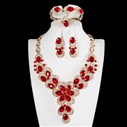 ( red)  occidental style exaggerating crystal flowers gem necklace four woman