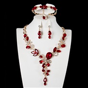 ( red)  occidental style crystal gem necklace clavicle set four exaggerating bride woman