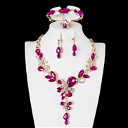 ( rose Red)  occidental style crystal gem necklace clavicle set four exaggerating bride woman