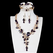(purple)  occidental style crystal gem necklace clavicle set four exaggerating bride woman