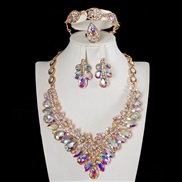 (AB)  occidental style exaggerating crystal gem necklace earrings four woman