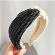 ( black+ Beige )Autumn and Winter all-Purpose woolen knitting width high samll Headband color all-PurposeR