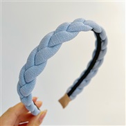 ( blue )Korea Autumn and Winter pure color retro temperament twisted handmade weave Headband head HeadbandF