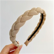 ( khaki )Korea Autumn and Winter pure color retro temperament twisted handmade weave Headband head HeadbandF