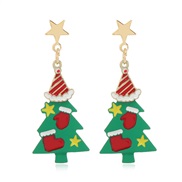 ( green)christmas  occidental style cartoon christmas enamel earrings earring