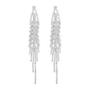 ( white)occidental style long style flash diamond earrings  all-Purpose long style exaggerating fully-jewelled tassel e