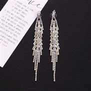 (AB color)occidental style long style flash diamond earrings  all-Purpose long style exaggerating fully-jewelled tassel