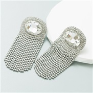 ( white)occidental styleins wind high earrings woman long style temperament tassel exaggerating embed glass diamond tem
