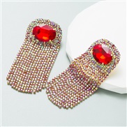 ( red)occidental styleins wind high earrings woman long style temperament tassel exaggerating embed glass diamond tempe