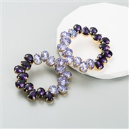 (purple)occidental style fashion color glass diamond earrings super trend temperament ear stud exaggerating Earring