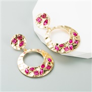 ( rose Red) occidental styleins wind cirque hollow earrings high personality high temperament Earring woman