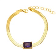 (purple)occidental style wind snake chain personality fashion all-Purpose zircon chain brief bracelet womanbrj